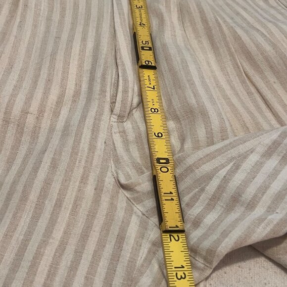 Rafaella Women's 4 Beige & White Striped Linen-Blend High-Waisted Shorts  Y2K - Picture 12 of 13